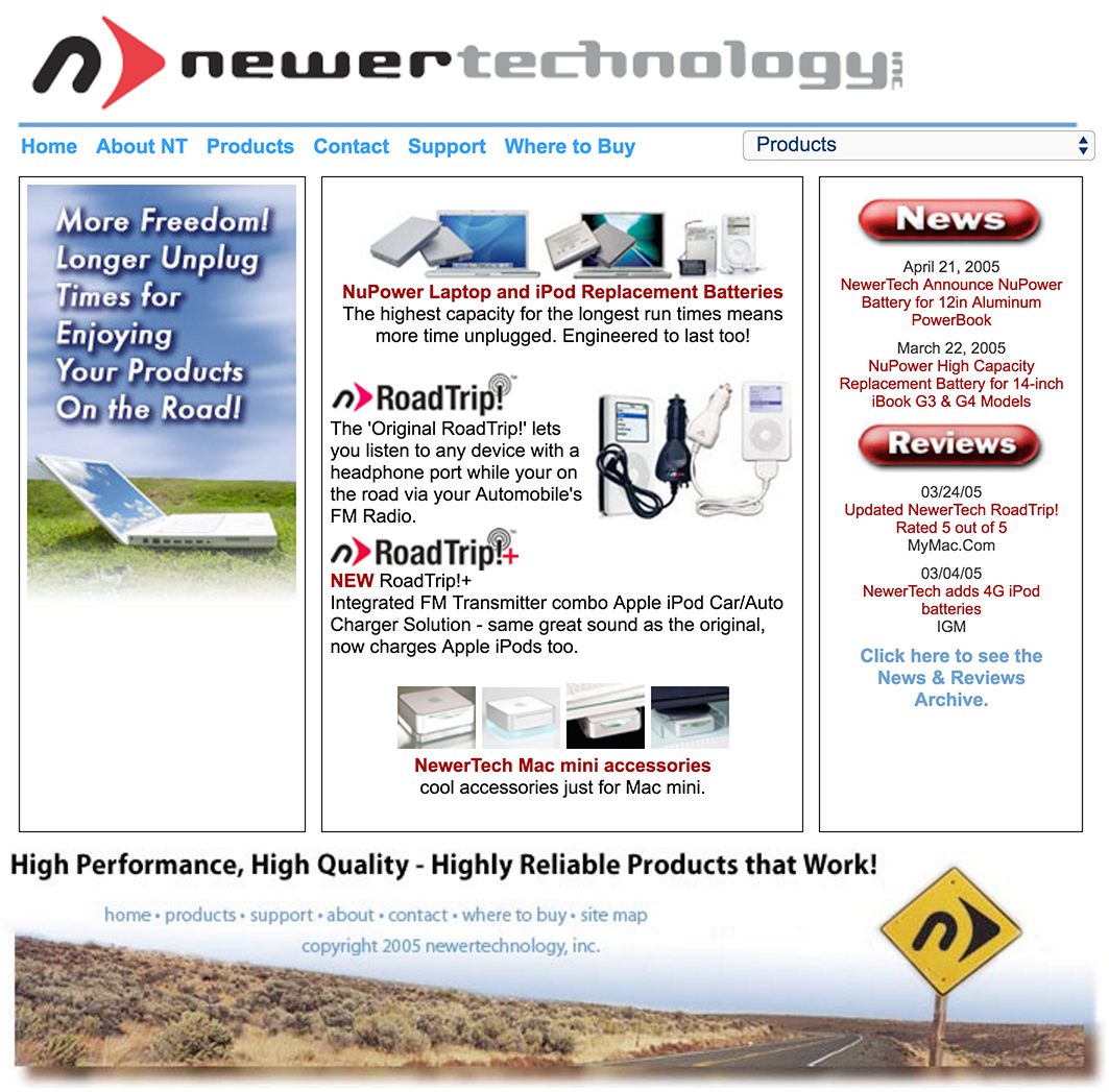 newertech.com Home Page - May 2005